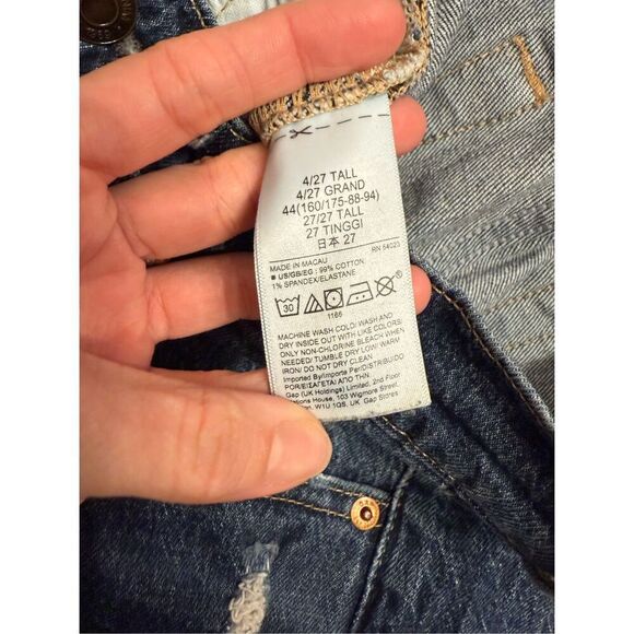 Gap dark Indigo Denim Medium Wash Sky High Straight Jeans Size 4 Tall - Picture 4 of 5